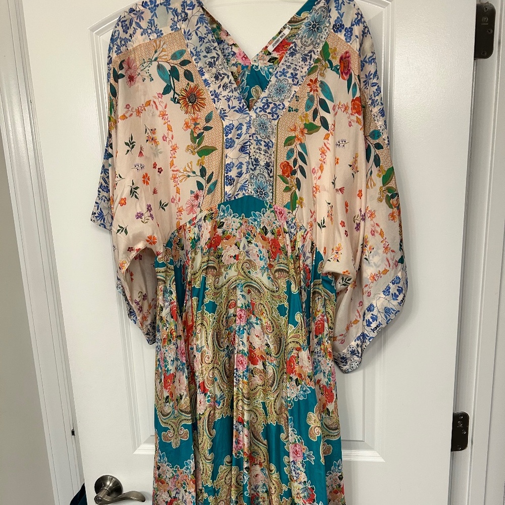 Gorgeous Johnny Was all Silk Summer Dress; size L;